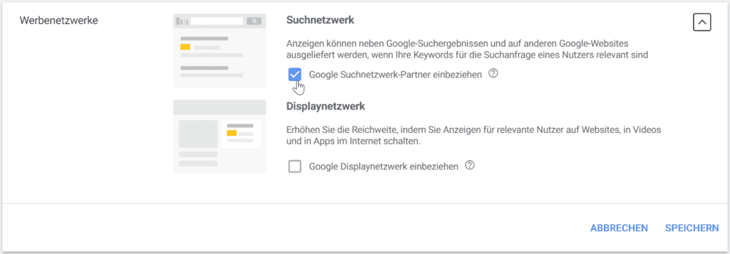 ZENITBLAU Google Ads Tipps Suchnetzwerk Partner 2