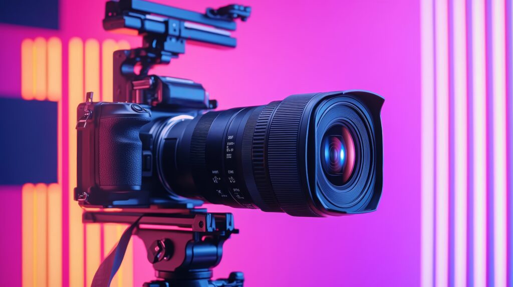 Professionelle Kamera mit großem Objektiv
